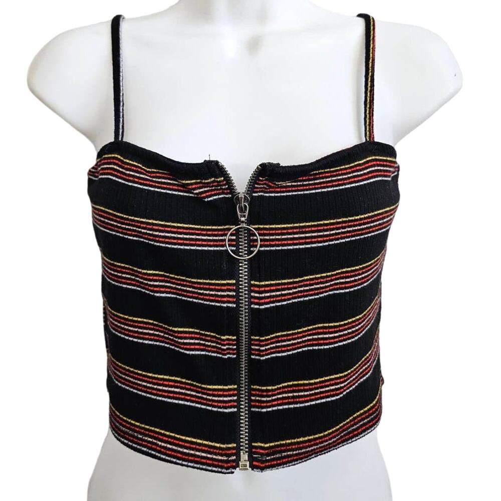 Urban Outfitters Spaghetti Strap Zipper Front Crop Tank Size M